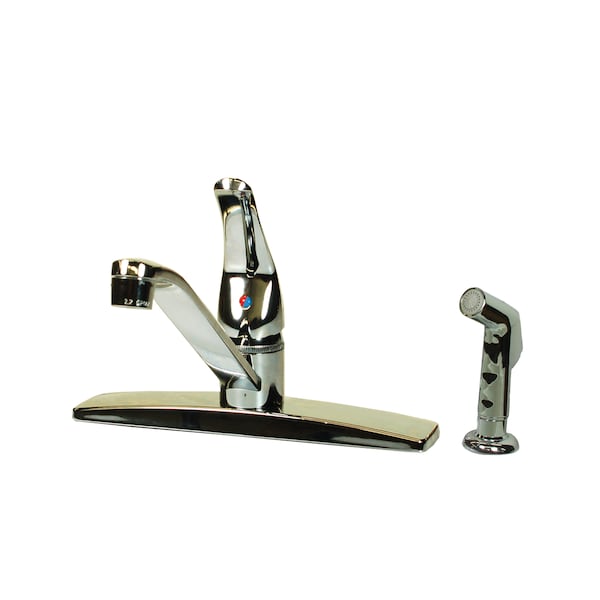 American Brass American Brass SL801F-4 RV Faucet With D-Spout, Single Lever Handle And Sprayer 8" 4-Hole - Chrome SL801F-4 - main